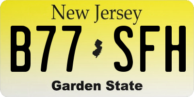 NJ license plate B77SFH