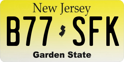 NJ license plate B77SFK