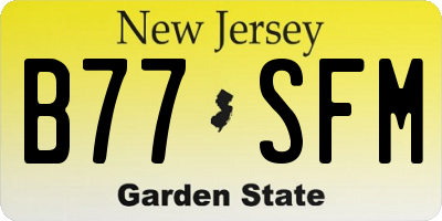 NJ license plate B77SFM