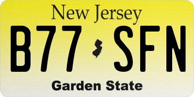 NJ license plate B77SFN