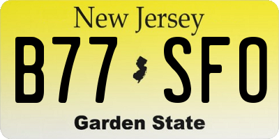 NJ license plate B77SFO