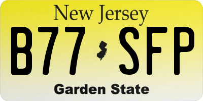 NJ license plate B77SFP