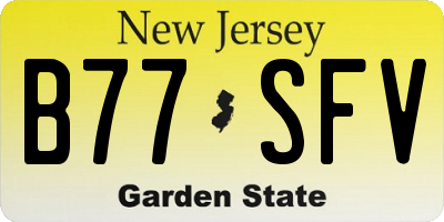 NJ license plate B77SFV