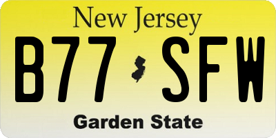 NJ license plate B77SFW