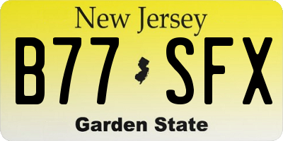 NJ license plate B77SFX
