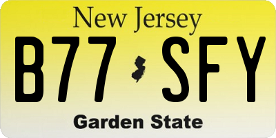 NJ license plate B77SFY