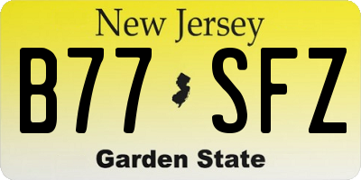 NJ license plate B77SFZ