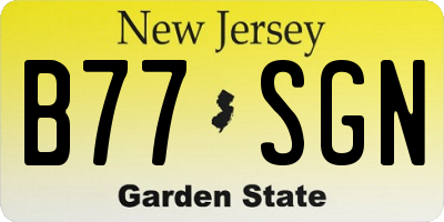 NJ license plate B77SGN