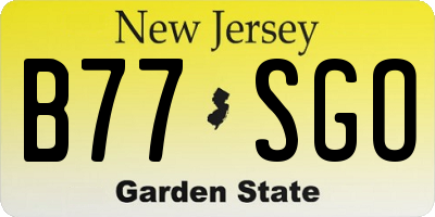 NJ license plate B77SGO