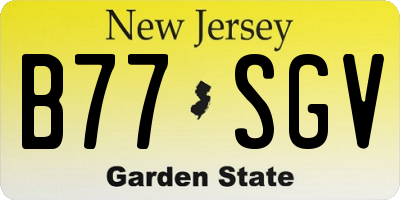 NJ license plate B77SGV