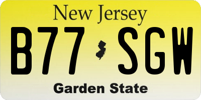 NJ license plate B77SGW