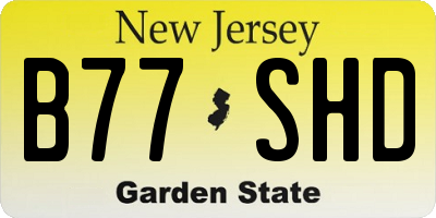 NJ license plate B77SHD