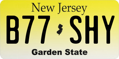 NJ license plate B77SHY