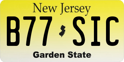 NJ license plate B77SIC