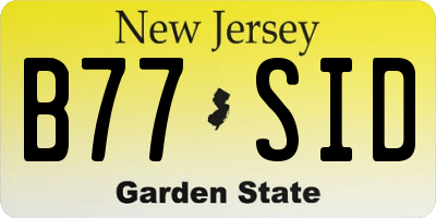 NJ license plate B77SID