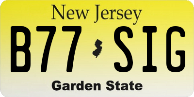 NJ license plate B77SIG