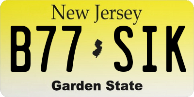 NJ license plate B77SIK
