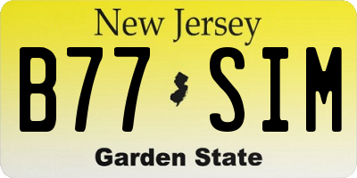 NJ license plate B77SIM