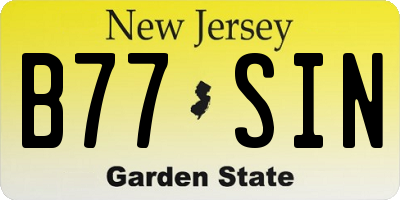NJ license plate B77SIN