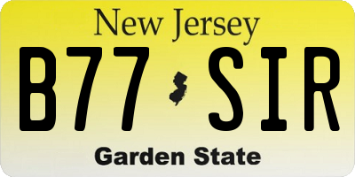 NJ license plate B77SIR