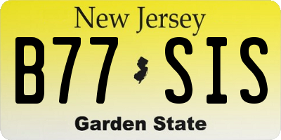 NJ license plate B77SIS