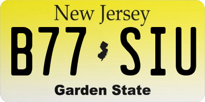 NJ license plate B77SIU