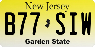 NJ license plate B77SIW