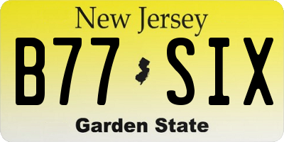 NJ license plate B77SIX