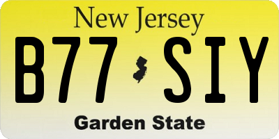 NJ license plate B77SIY