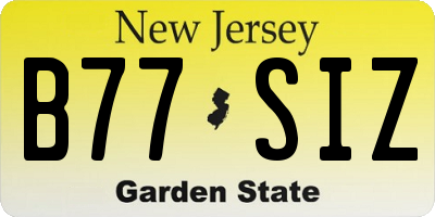 NJ license plate B77SIZ