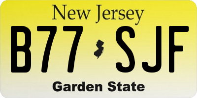 NJ license plate B77SJF