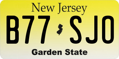 NJ license plate B77SJO