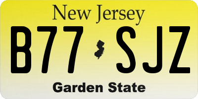 NJ license plate B77SJZ