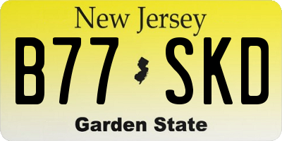 NJ license plate B77SKD