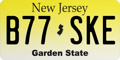 NJ license plate B77SKE