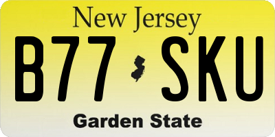 NJ license plate B77SKU