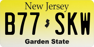 NJ license plate B77SKW