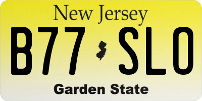 NJ license plate B77SLO