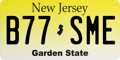 NJ license plate B77SME