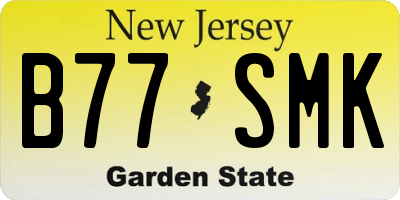 NJ license plate B77SMK