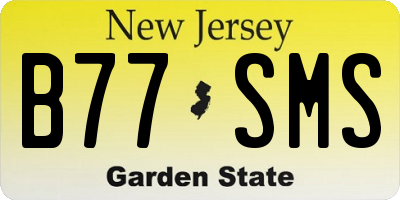 NJ license plate B77SMS