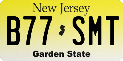 NJ license plate B77SMT