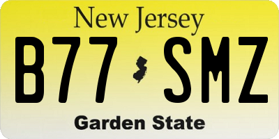 NJ license plate B77SMZ