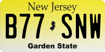 NJ license plate B77SNW