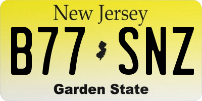 NJ license plate B77SNZ