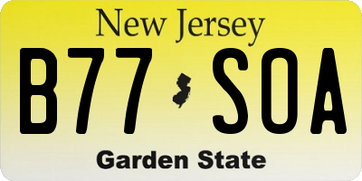 NJ license plate B77SOA