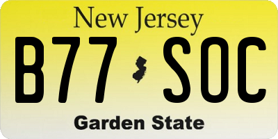 NJ license plate B77SOC
