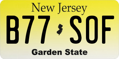 NJ license plate B77SOF