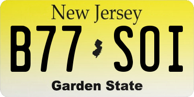 NJ license plate B77SOI