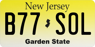 NJ license plate B77SOL